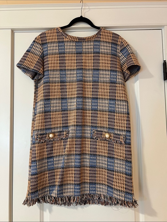 Zara Dresses & Skirts - Zara Trafaluc Multicolor Tweed Top - Blue & Tan